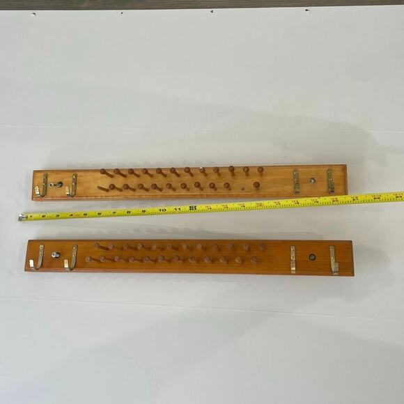 1980 VTG TIES RACK WOODEN OAK WOOD HOLD TIES AND BELTS Set Of 2 VERSATILE - Picture 7 of 14